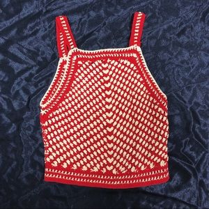 Forever 21- Red and White Halter-Style Crop Top